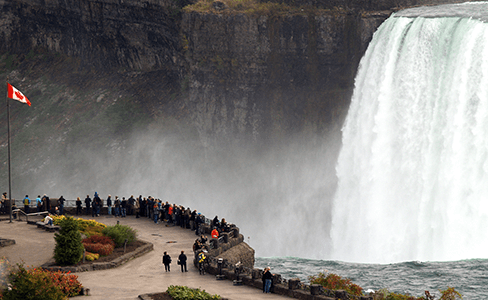 People admiring views of the Niagara falls