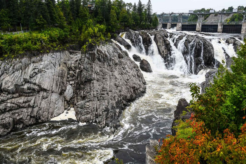 St John's River water falls, New Brunswick, Canada during the cool autumn months. Photo by Sandi Cullifer.