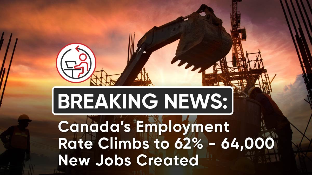Breaking News Canada’s Employment Rate Climbs to 62% - 64,000 New Jobs Created
