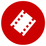 icon of film on red and white